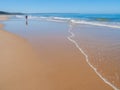 Fonte da Telha Beach in the Costa da Caparica coast during summer. Royalty Free Stock Photo