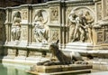 Fonte Gaia is monumental fountain in Piazza del Campo in Siena. Tuscany, Italy Royalty Free Stock Photo