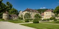 The Fontenay Abbey on the town of Montbard Royalty Free Stock Photo