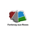 Fontenay aux Roses Map, France Country map flat style modern logotype design vector illustration