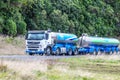 A Fonterra Milk Tanker travelling along State Highway one in New Zealand