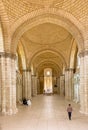 Fontevraud, France - Febuary 29, 2020: The interior of the church of the Royal Abbey, Abbaye Royale de Fontevraud