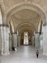 Fontevraud, France - Febuary 29, 2020: The interior of the church of the Royal Abbey, Abbaye Royale de Fontevraud