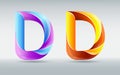 Fonts. Creative twisted letter D. Abstract 3D font. Caramel and ultraviolet colors. An elegant typographic concept.