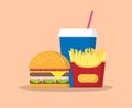 Junk food. Vector. food. llustration. Hamburger.