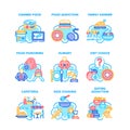 Food Addiction Set Icons Vector Illustrations Royalty Free Stock Photo