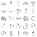 Food for All icons set, outline style Royalty Free Stock Photo