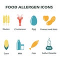 Food allergen icons set isolated on white background. Colorful vector illustration Royalty Free Stock Photo