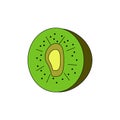Food allergen - kiwi. Cut kiwi fruit vector illustration in flat style isolated on white background. Royalty Free Stock Photo