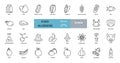 Food allergens icon. Vector set of 28 icons with editable stroke. The collection contains most allergenic products, such as gluten Royalty Free Stock Photo