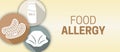 Food Allergy Illustration Background with Milk, Peanuts and Shellfish Icons