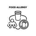 Food Allergy Vector Black Illustration