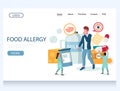 Food allergy vector website landing page design template