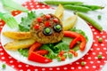 Food art idea for kids lunch - meatball with fried potato