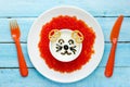 Food art idea for kids party - lion shaped red caviar