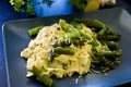 Food asparagus with italian pasta and cheese Royalty Free Stock Photo