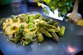 Food asparagus with italian pasta and cheese Royalty Free Stock Photo