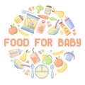 Food for baby icons set Royalty Free Stock Photo