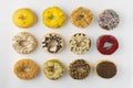 Assortment of donuts isolated on white background