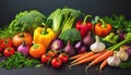 Food background with assortment of fresh organic vegetables