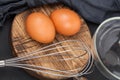 Food Background Eggs on chopping Royalty Free Stock Photo