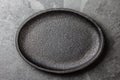 Food background. Empty cast iron black plate