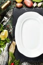 Food background with Fish and Wine Royalty Free Stock Photo