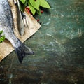 Food background with Fish and Wine Royalty Free Stock Photo