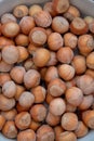 Food background. Hazelnuts texture. Top view . Hazelnut Nut Health Organic Brown Filbert Autumn Background Concept