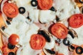 Food background, Italian pizza texture close up Royalty Free Stock Photo