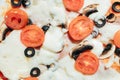 Food background, Italian pizza texture close up Royalty Free Stock Photo