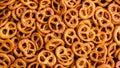 background: lots of crispy pretzels with salt