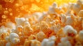 food background puffed popcorn closeup