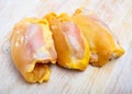 Raw chicken breast on wooden table Royalty Free Stock Photo