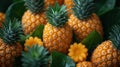 food background ripe pineapples closeup Royalty Free Stock Photo