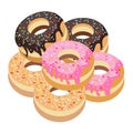 Six Glazed Donuts Assortment on White Background