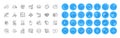 Food, Balloon dart and Approve line icons pack. For web app. Color icon buttons. Vector