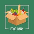Food Bank simple concept illustration. Time to donate. Food donation. Boxes full of food. Vector concept illustrations