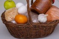 shopping basket full of fresh fruit and vegetables Royalty Free Stock Photo