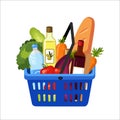 Food basket. Grocery purchase set.