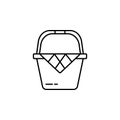 food basket, picnic basket, picnic, camping line icon on white background