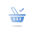 Food basket symbol, grocery shopping, e-commerce concept, flat icon Royalty Free Stock Photo