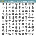 Food. Beauty. Veterenary shop. Rewards and medals simple icons set