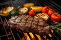 Food beef summer meat grill cook bbq fire picnic barbecue meal Royalty Free Stock Photo