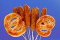 Food beer oktoberfest sausage snack, bavarian brezel Royalty Free Stock Photo