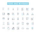 Food and beverage linear icons set. Delicious, Savory, Spicy, Tangy, Sweet, Salty, Umami line vector and concept signs