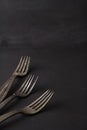 Food black background and vintage forks