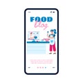 Food blog onboarding page design for mobile app cartoon vector illustration.