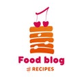 Food blog recipe. Concept template logo for confectionery, baker