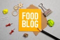 Food blog - a text label for developing solutions for the creative design of an Internet site or blog